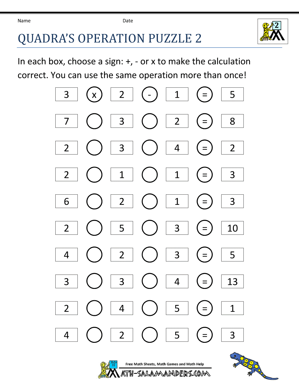 2nd Grade Math Puzzles