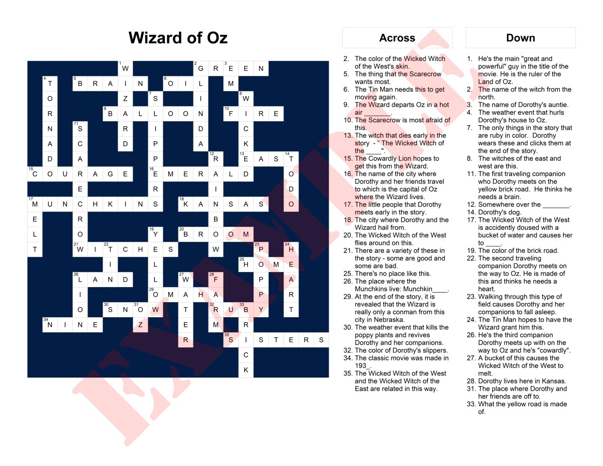 Crossword Puzzles With Picture Clues