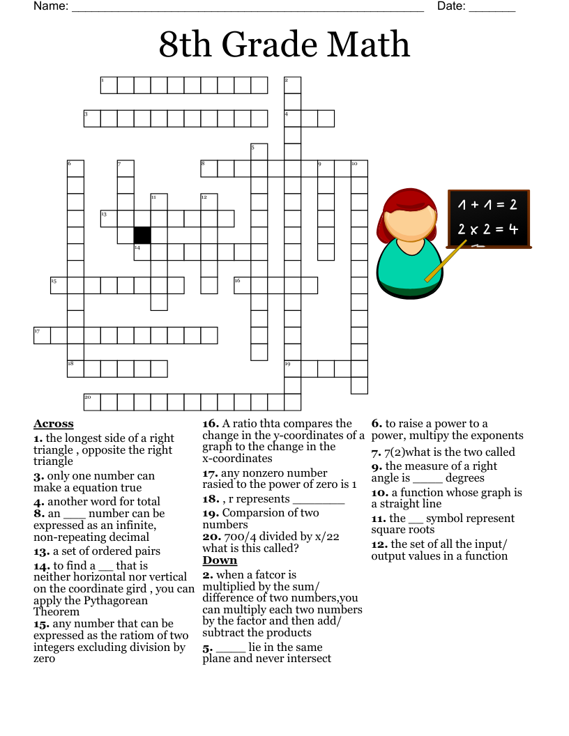 Math Crossword Puzzles For Adults Free
