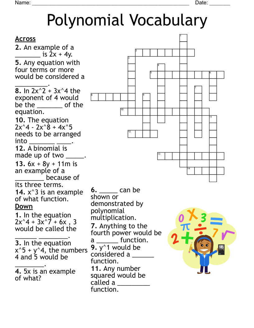 8th Grade Vocabulary Crossword Puzzle WordMint