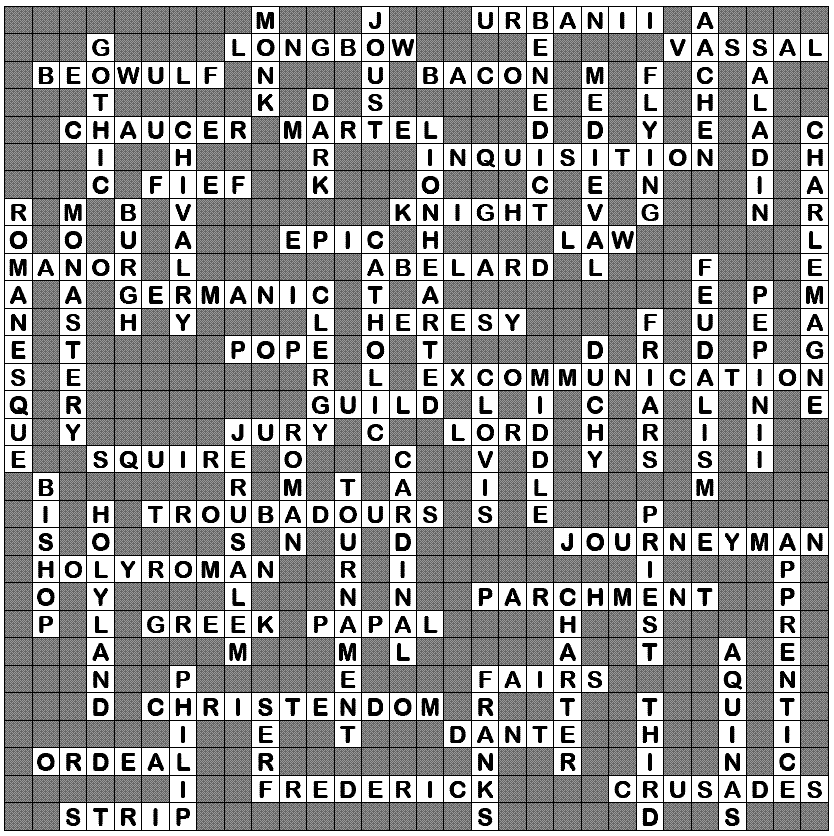 Academic Crossword Puzzles For The Classroom World History Solution