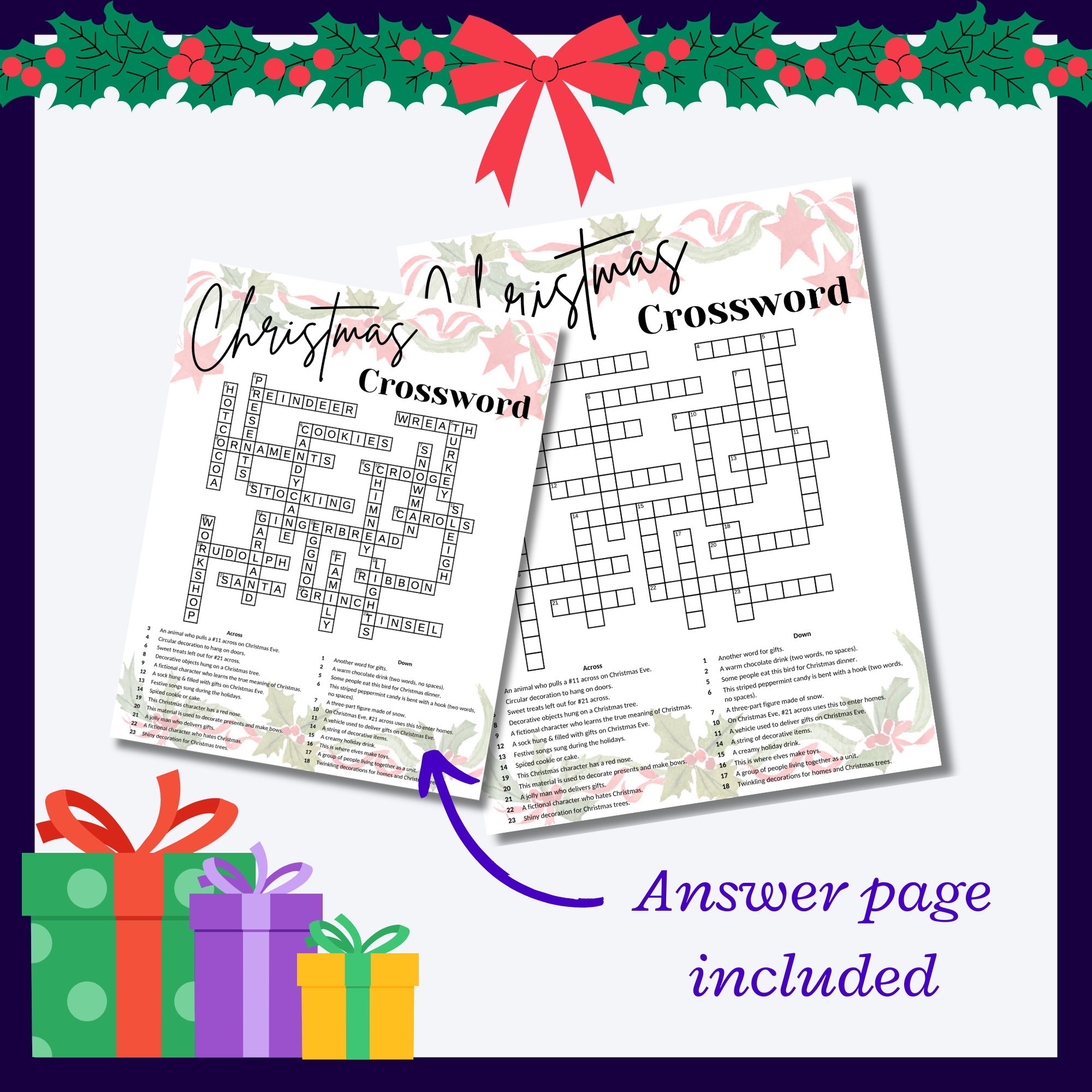 Adult Christmas Religious Crossword Puzzles Etsy