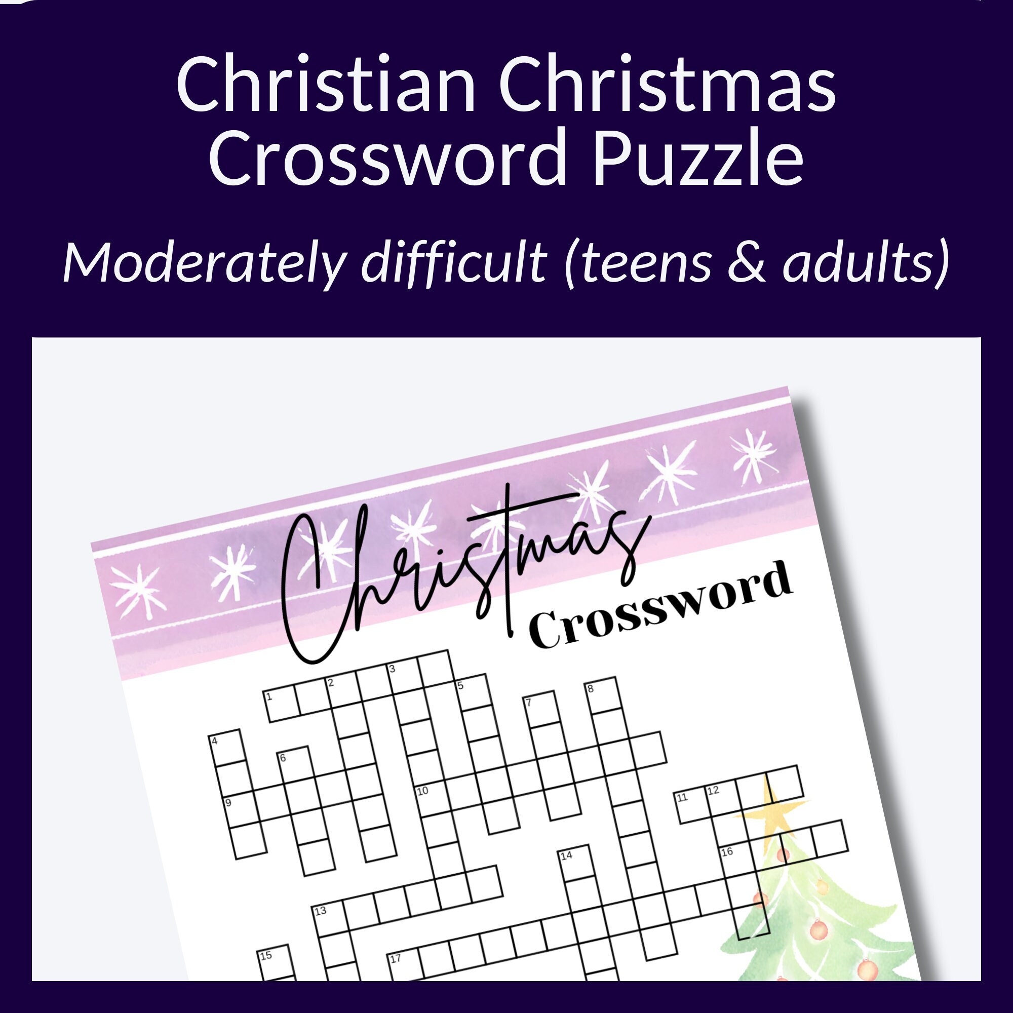 Advent Crossword Puzzle For Parties Or To Learn About Christmas religious Great Advent Puzzle For Teenagers or Adults Etsy