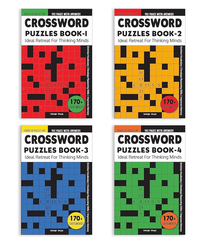 Amazon Crossword Puzzles Boxed Set 4 Books 680 Engaging Crossword Puzzles 9789354409974 Wonder House Books Books