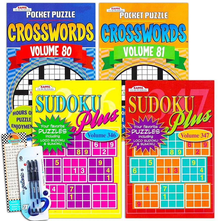 Amazon Crossword Sudoku Travel Size Puzzle Books For Adults Seniors Super Set Bundle Of 4 Travel Crossword And Sudoku Puzzle Books Over 330 Puzzles Total Toys Games