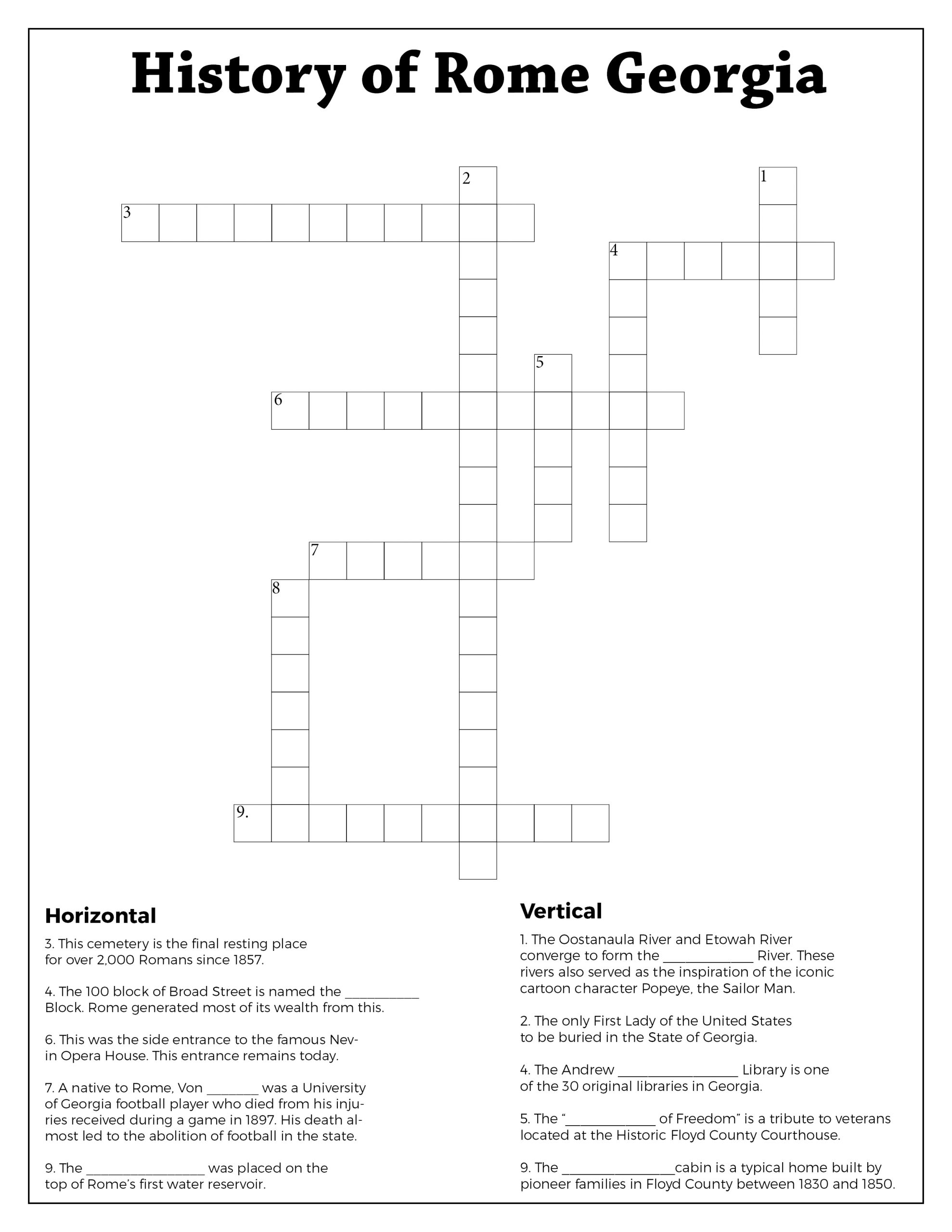 Us History Crossword Puzzles Printable