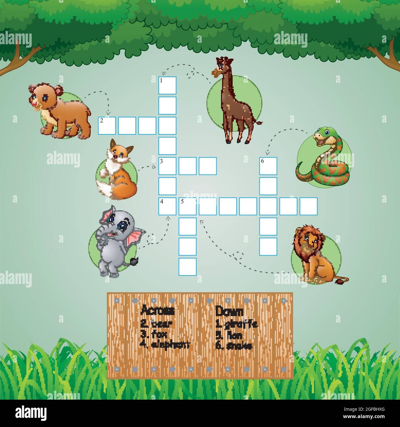 animal crossword puzzles for kids games stock vector image art alamy