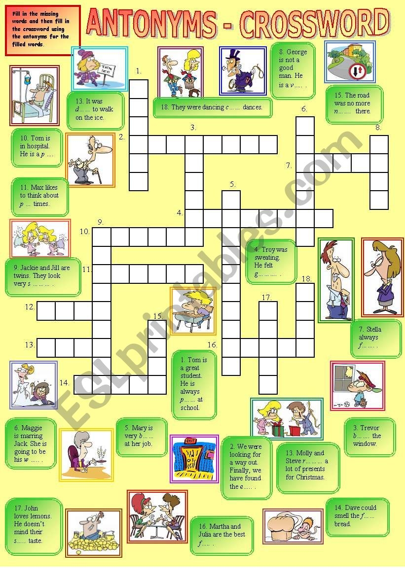 Antonyms Crossword Puzzle