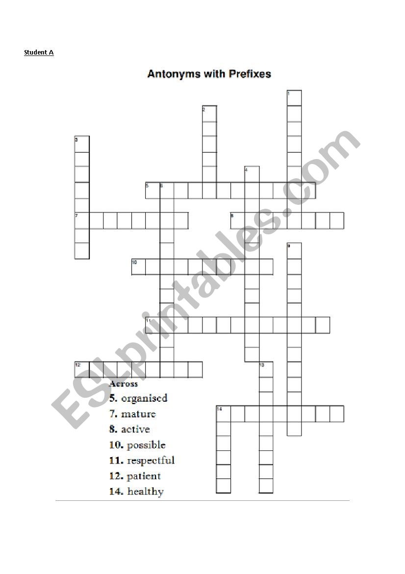 Crossword Puzzles Using Antonyms