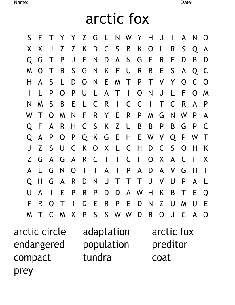 Arctic Fox Crossword WordMint