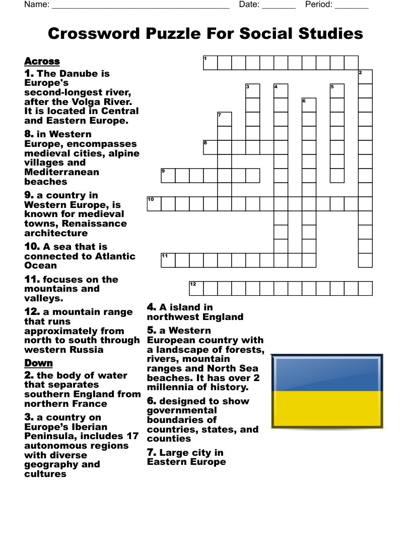 Basic Geography Crossword WordMint