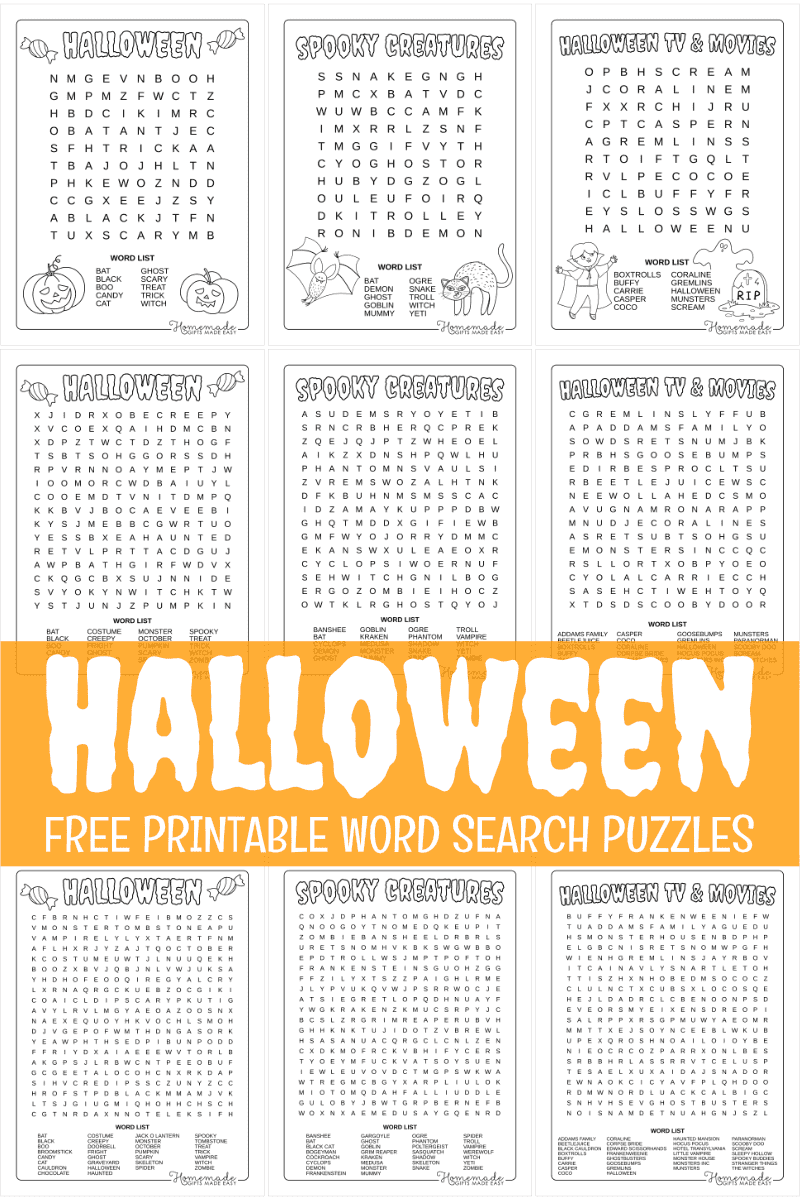 Adult Halloween Crossword Puzzles