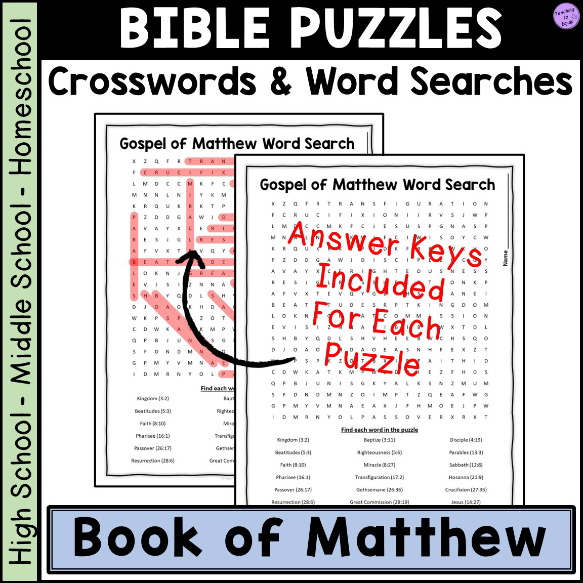 Christian Crossword Puzzles With Answer Key