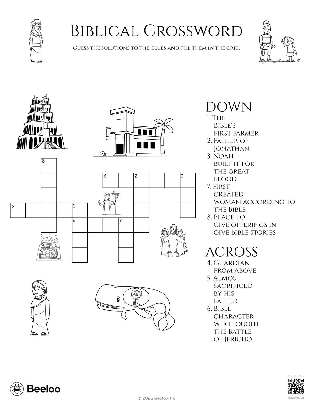Biblical Crossword Beeloo Printable Crafts And Activities For Kids
