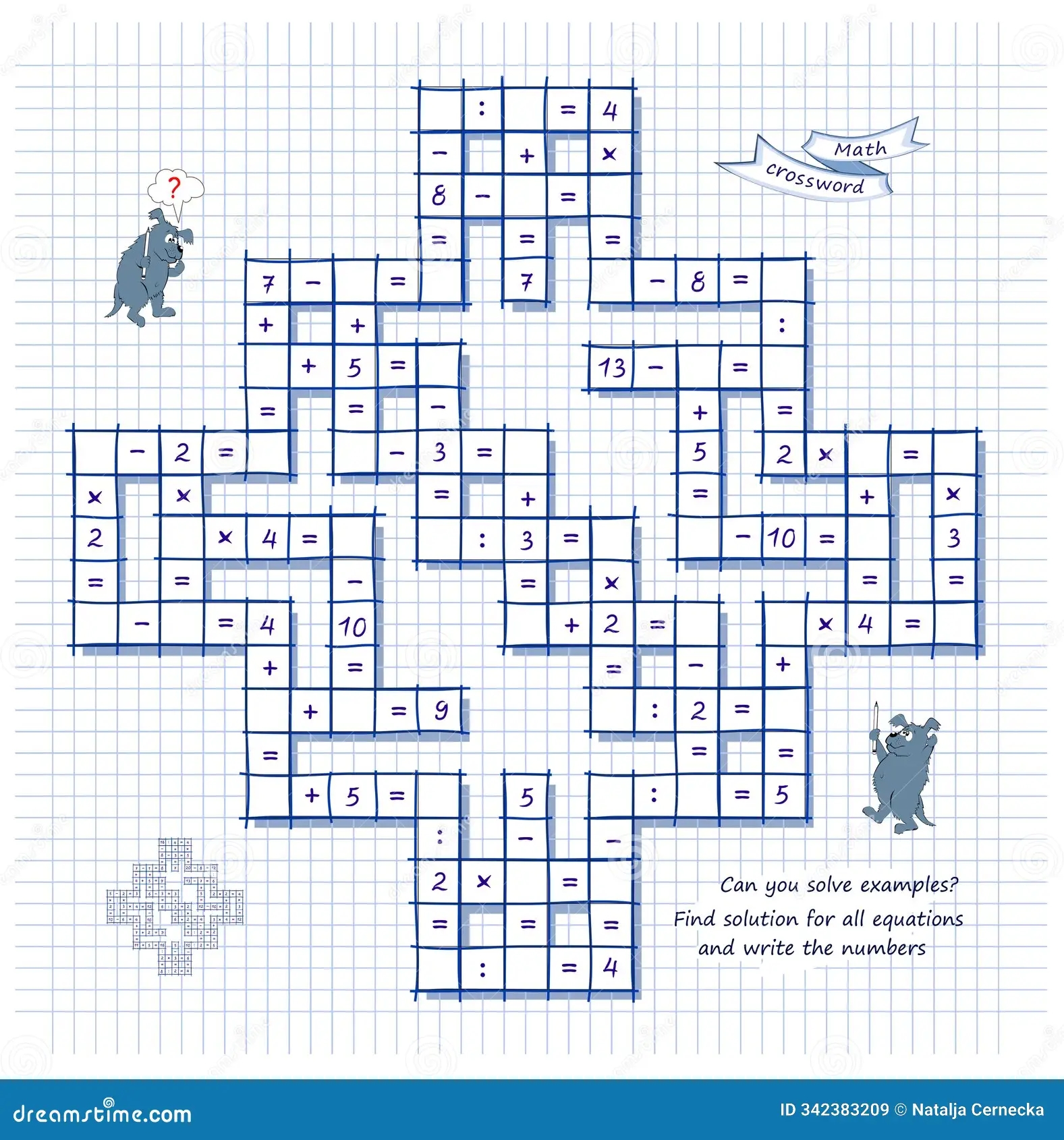 Big Math Crossword Can You Solve Examples Find Solution For All Equations And Write Numbers Brain Teaser Book Stock Vector Illustration Of Kids Logical 342383209