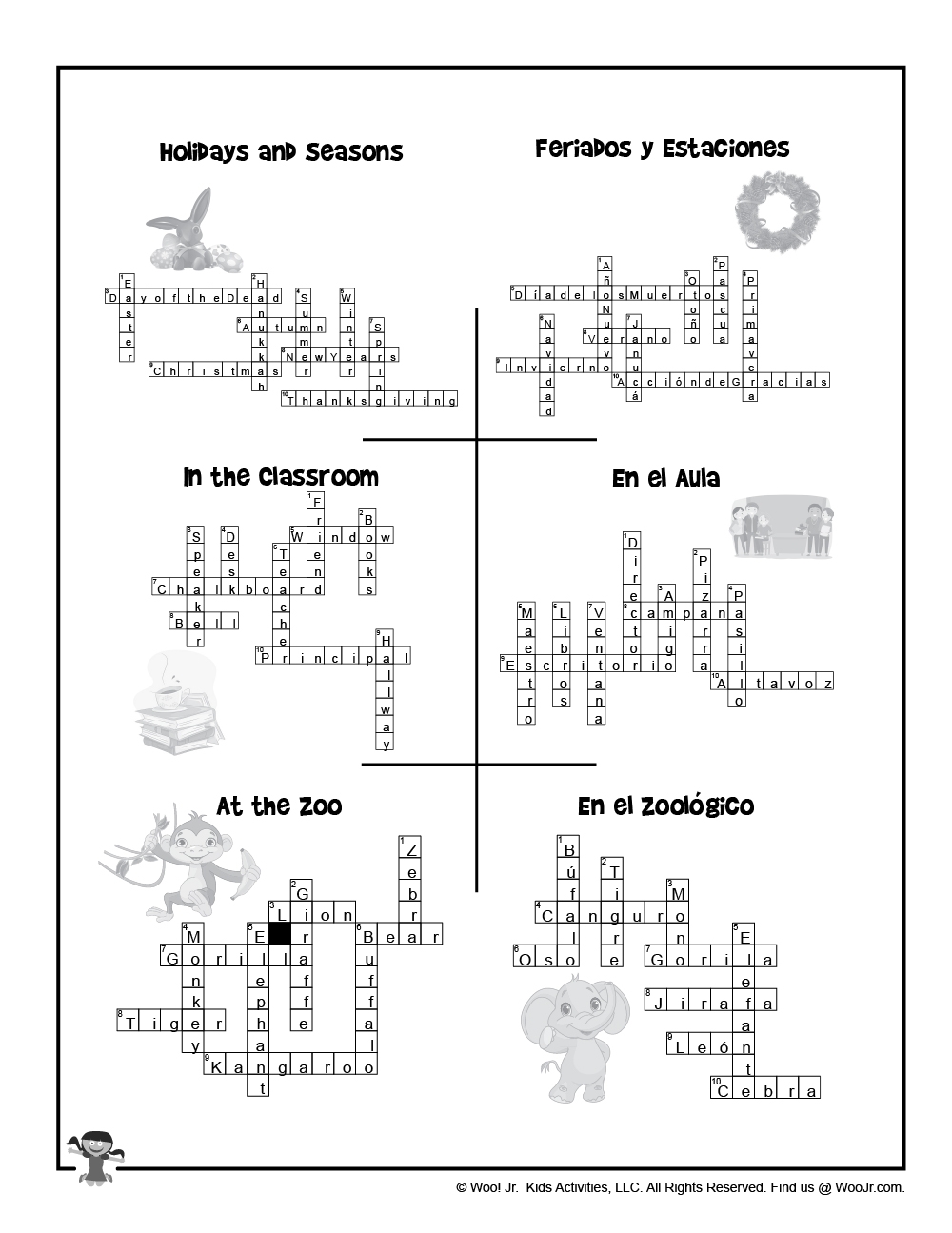 Bilingual ESL Worksheets English And Spanish Crossword Puzzles Worksheets Library