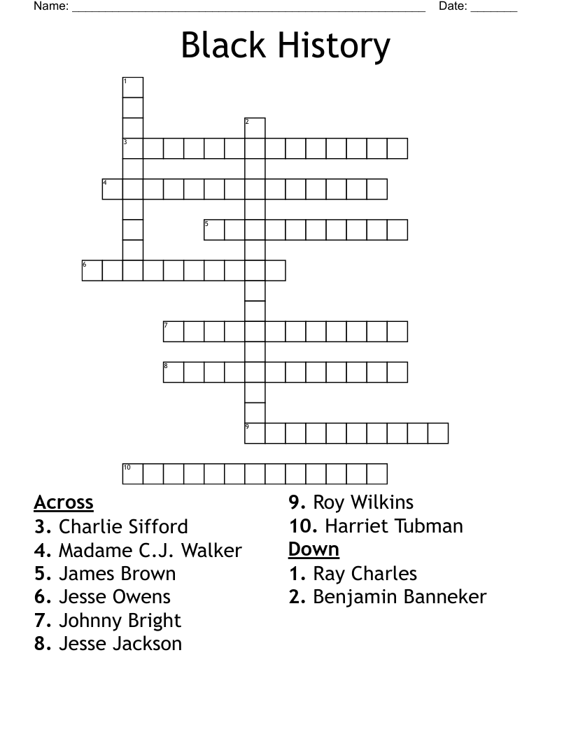 Black History Crossword WordMint