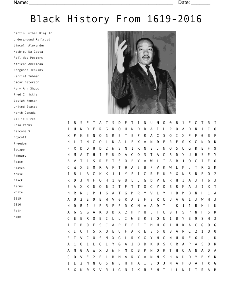 Black History Crossword WordMint