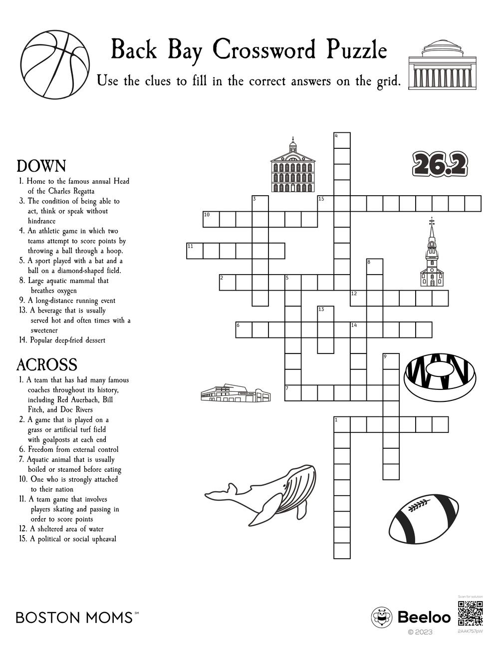 Boston themed Crossword Puzzles Beeloo Printable Crafts And Activities For Kids