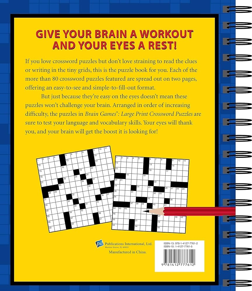 Brain Games Crossword Puzzles Large Print Blue Publications International Ltd Brain Games 9781412777612 Amazon Books