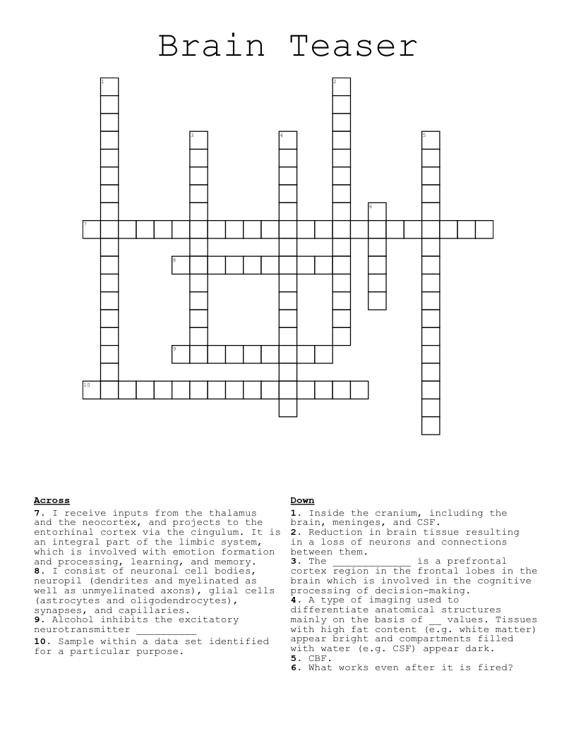 Brain Teaser Crossword WordMint