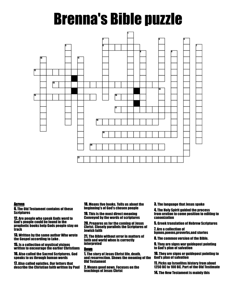 Brenna s Bible Puzzle Crossword WordMint