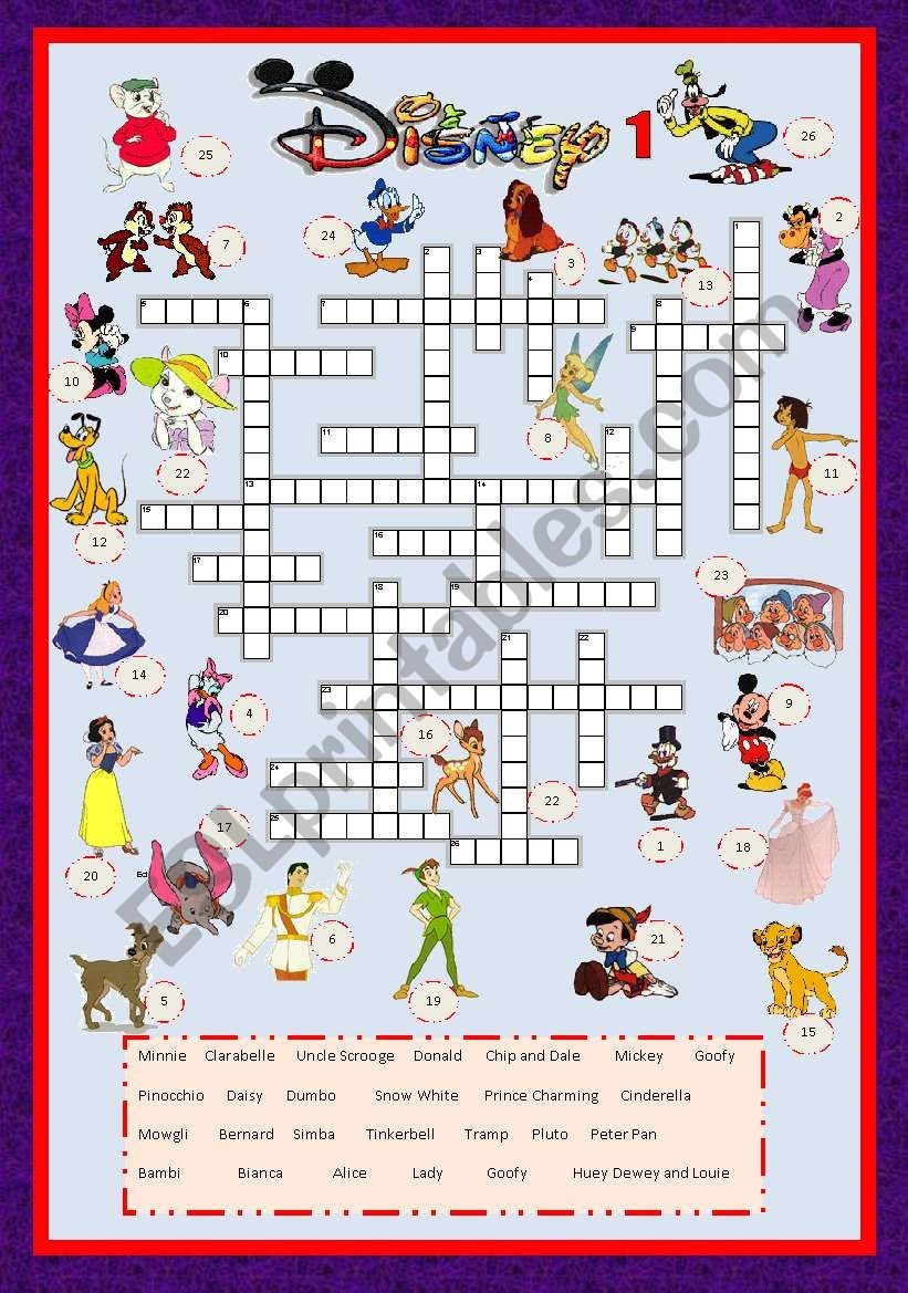 Disney Crossword Puzzles Printable For Adults