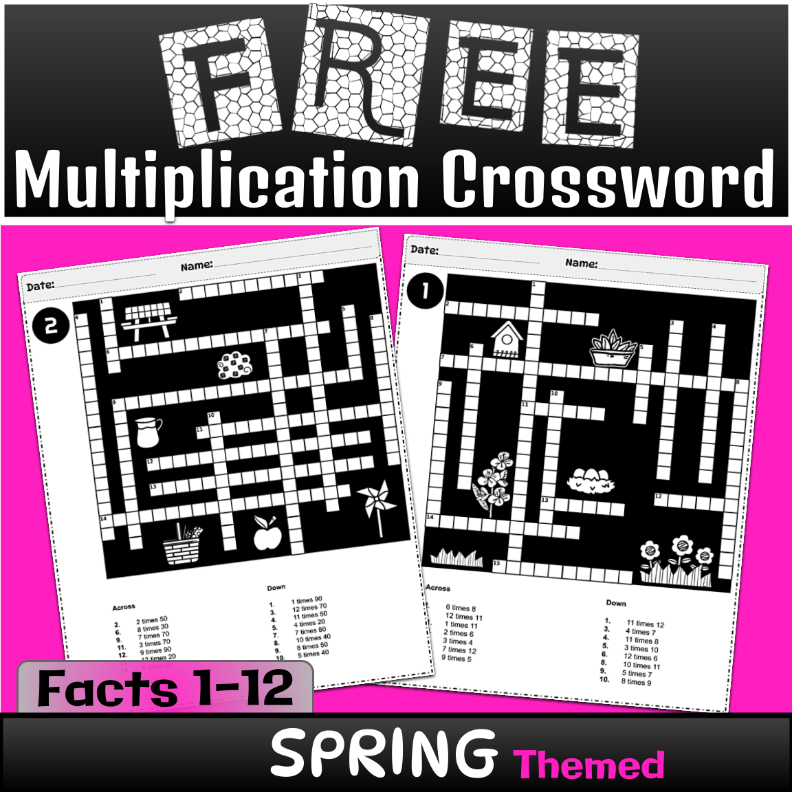 Challenge Your Math Skills With A Free Multiplication Crossword Spring Themed Made By Teachers