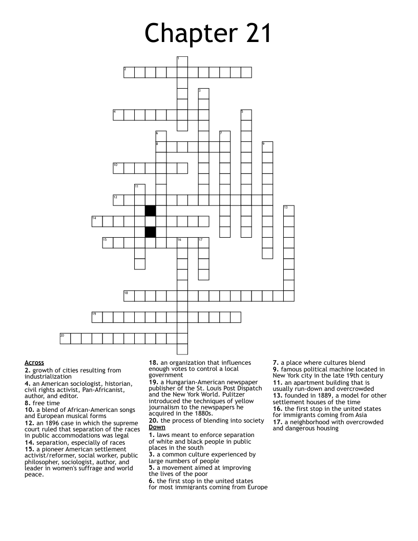 Chapter 21 Crossword WordMint
