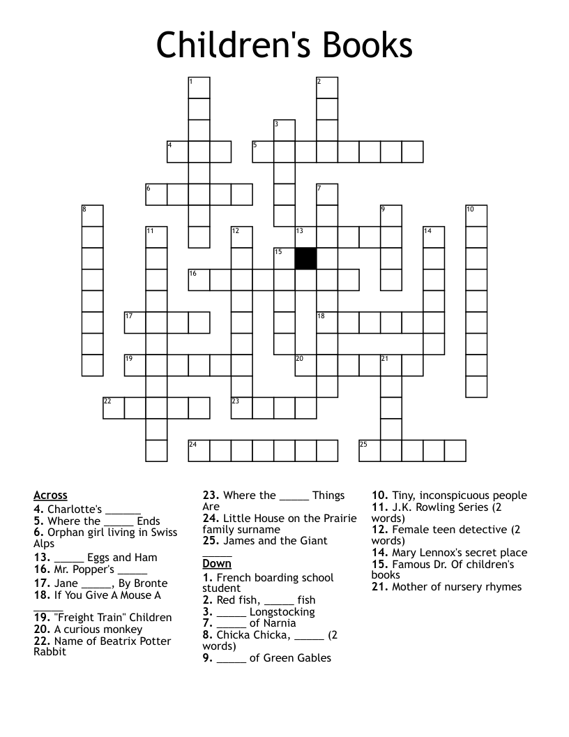 children s books crossword wordmint