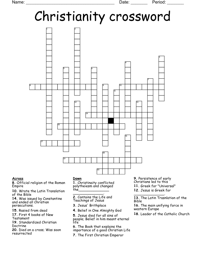 Christianity Crossword WordMint