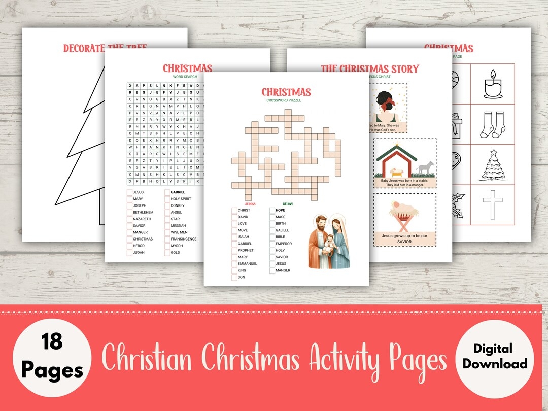 Christmas Activity Sheets For Kids Christmas Dot To Dot Printable Christian Christmas Activity Pages Nativity Word Search Etsy