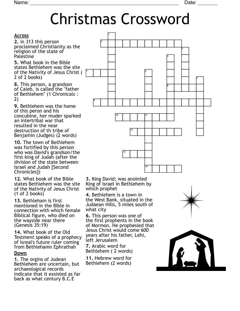 Christmas Bible Trivia Crossword WordMint