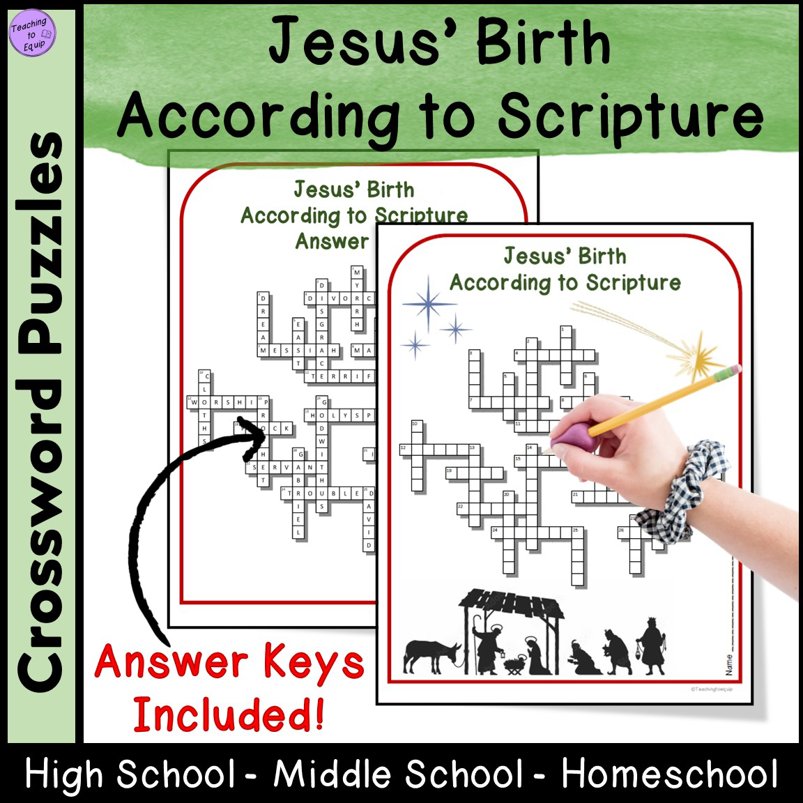 Christmas Jesus Birth According To Scripture Bible Crossword Puzzle Activity Made By Teachers