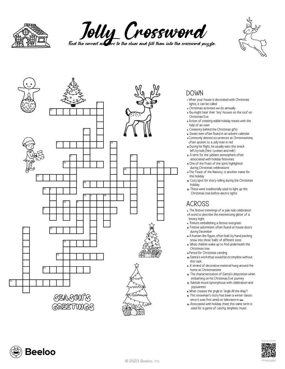 christmas themed crossword puzzles beeloo printable crafts and activities for kids