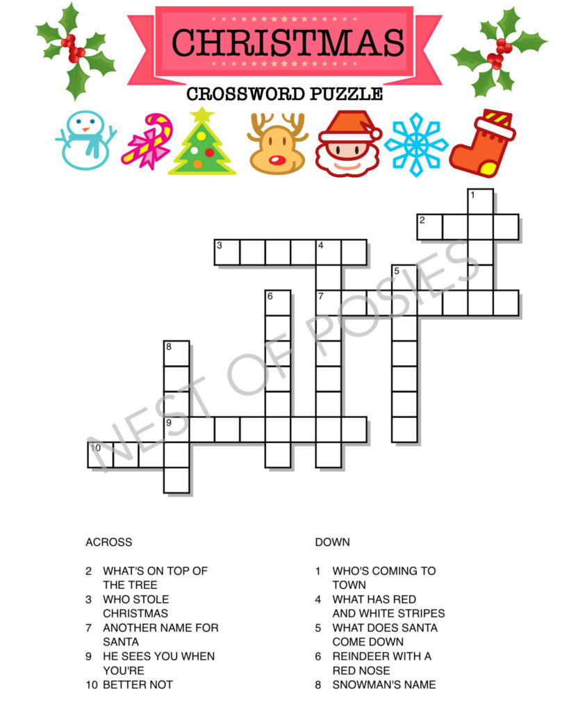 christmas word puzzle printables for kids nest of posies