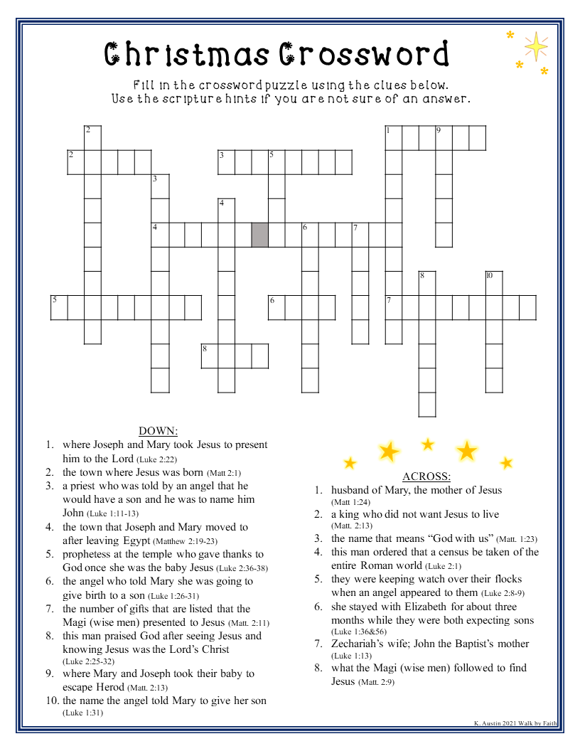 christmas word search and crossword the birth of jesus puzzle made by teachers