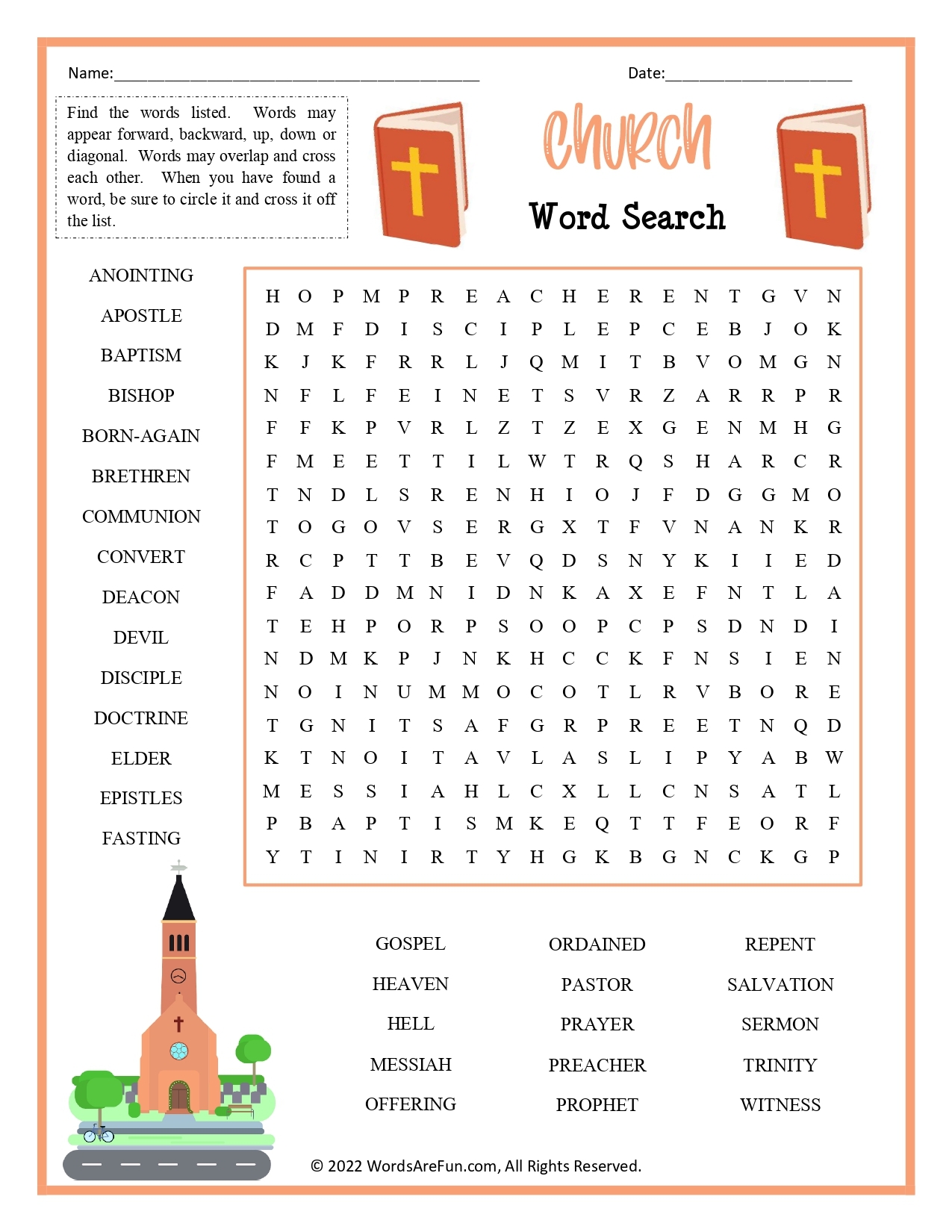 Picture Of Church Crossword Puzzles