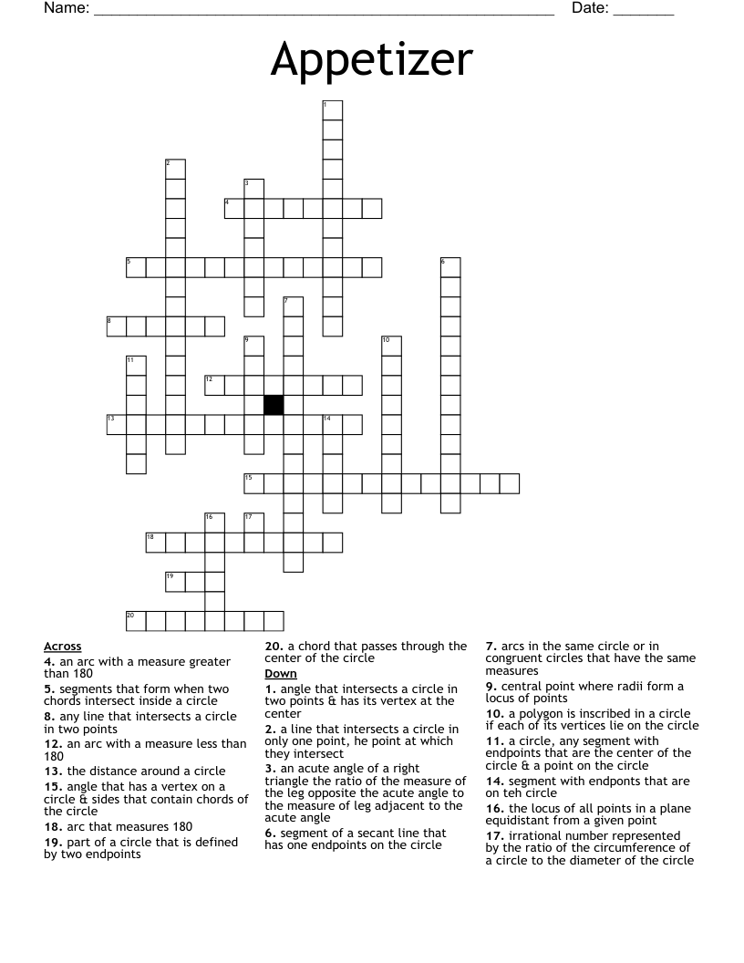 Circle Crossword Puzzle WordMint