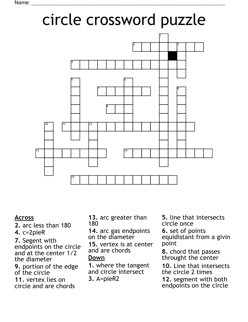 circle crossword puzzle wordmint