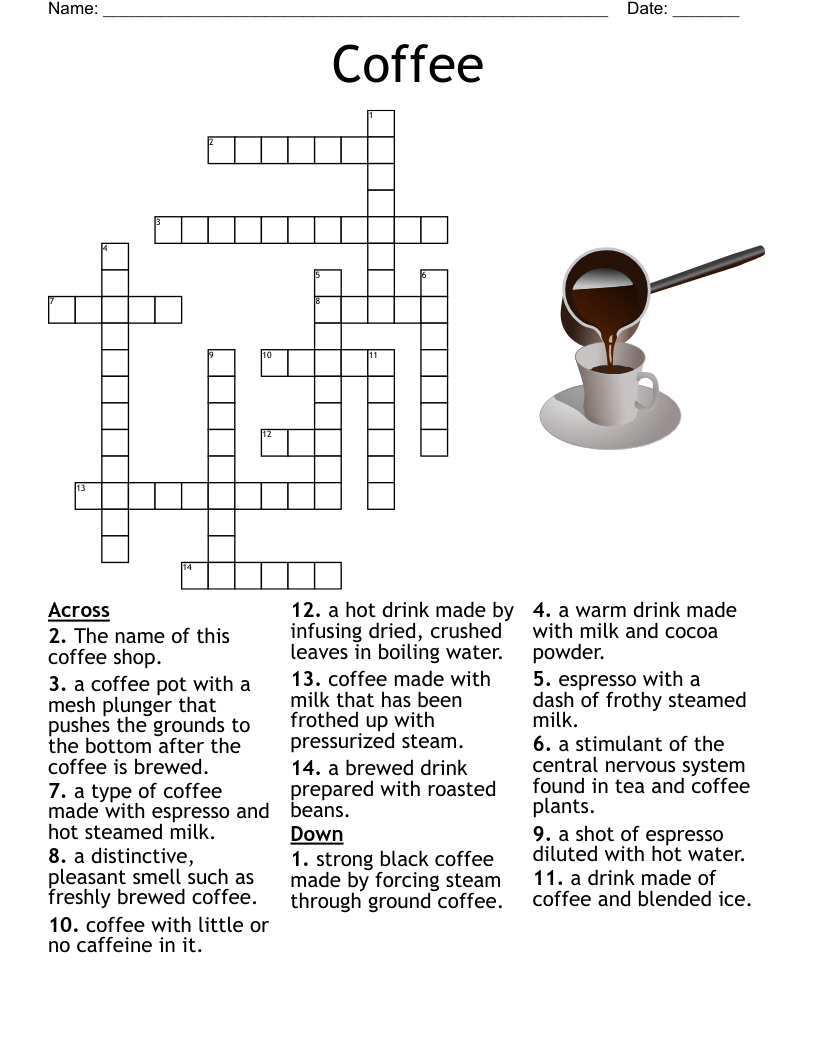 coffee crossword wordmint