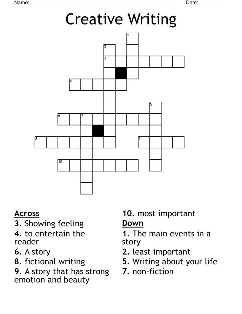 Creative Writing Crossword WordMint