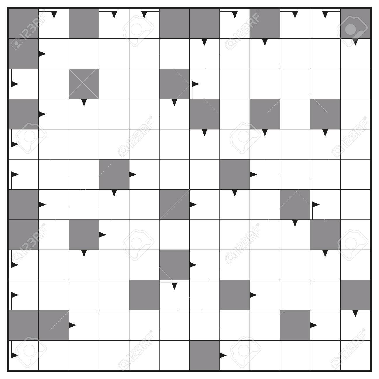 Crossword Blank Crossword Puzzle Pattern Square Format Template To Insert Any Words With One To Twelve Letters For A Clear Message Brief Heading Or Explicit Information In Keywords Royalty Free SVG 
