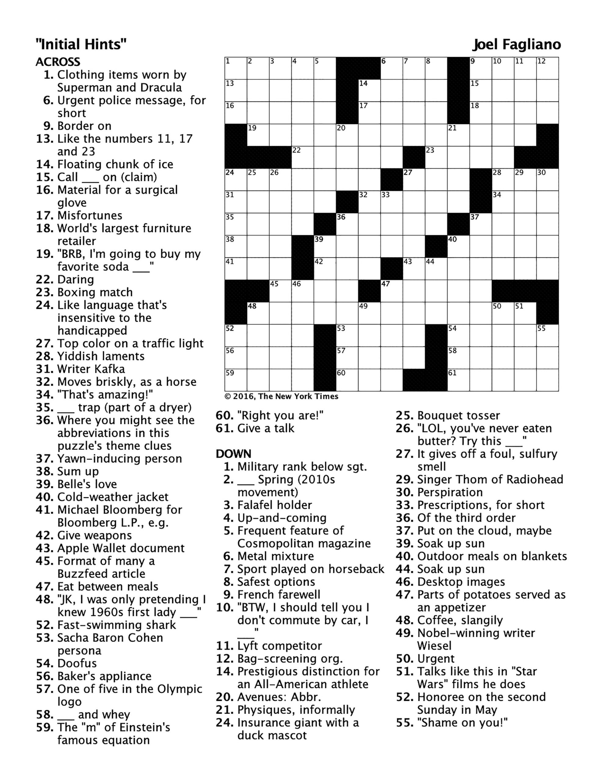 A Good Challenge For Crossword Puzzles