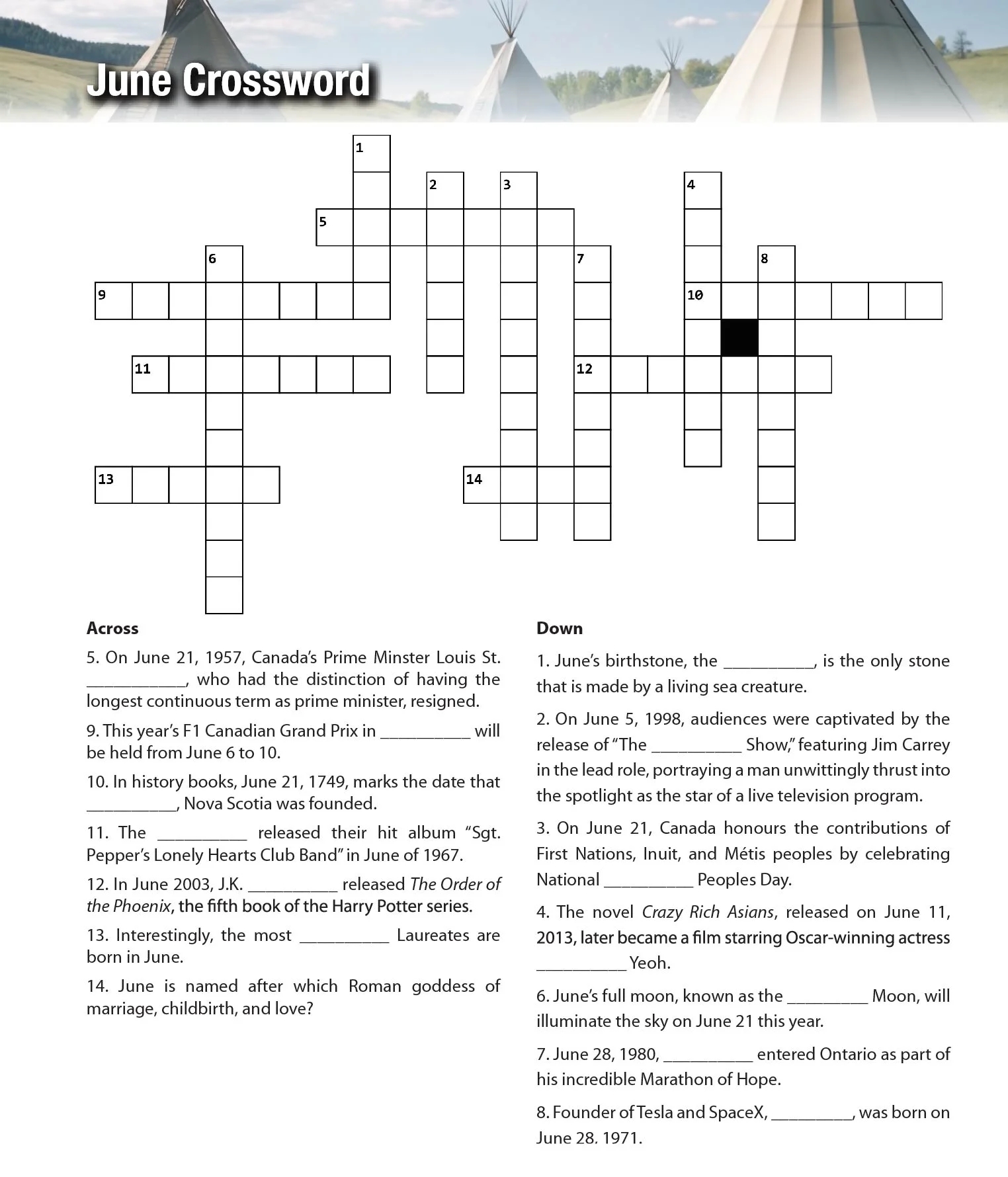 Recovery Crossword Puzzles With Answer Sheet