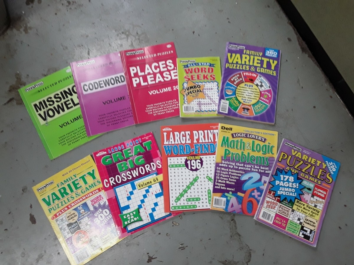 Crossword Puzzle Books Games Dell Etc Lot Of 10 Some Large Print EBay