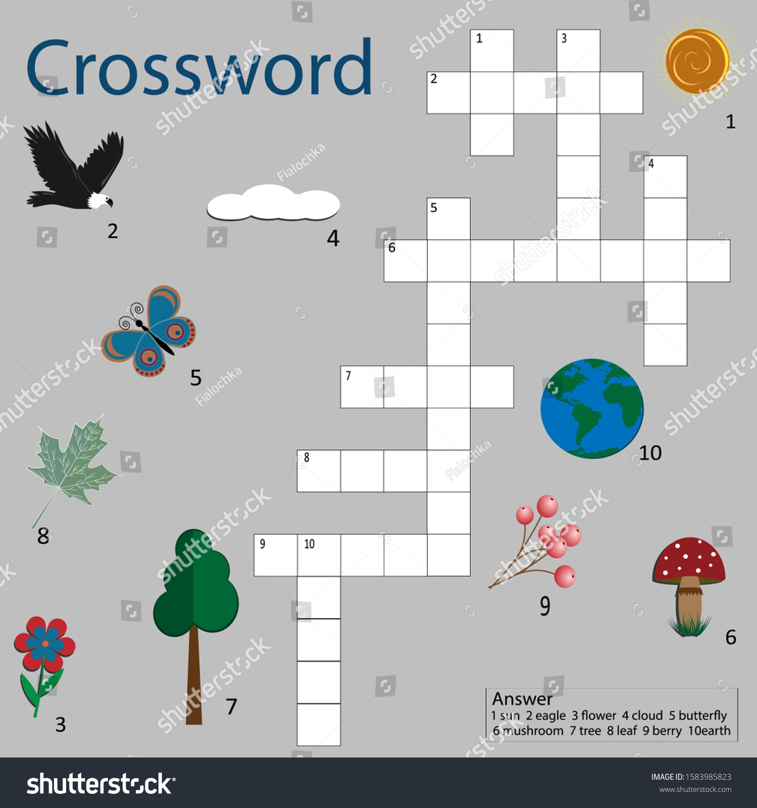 Crossword Puzzle Game Children On Theme Stock Vector Royalty Free 1583985823 Shutterstock