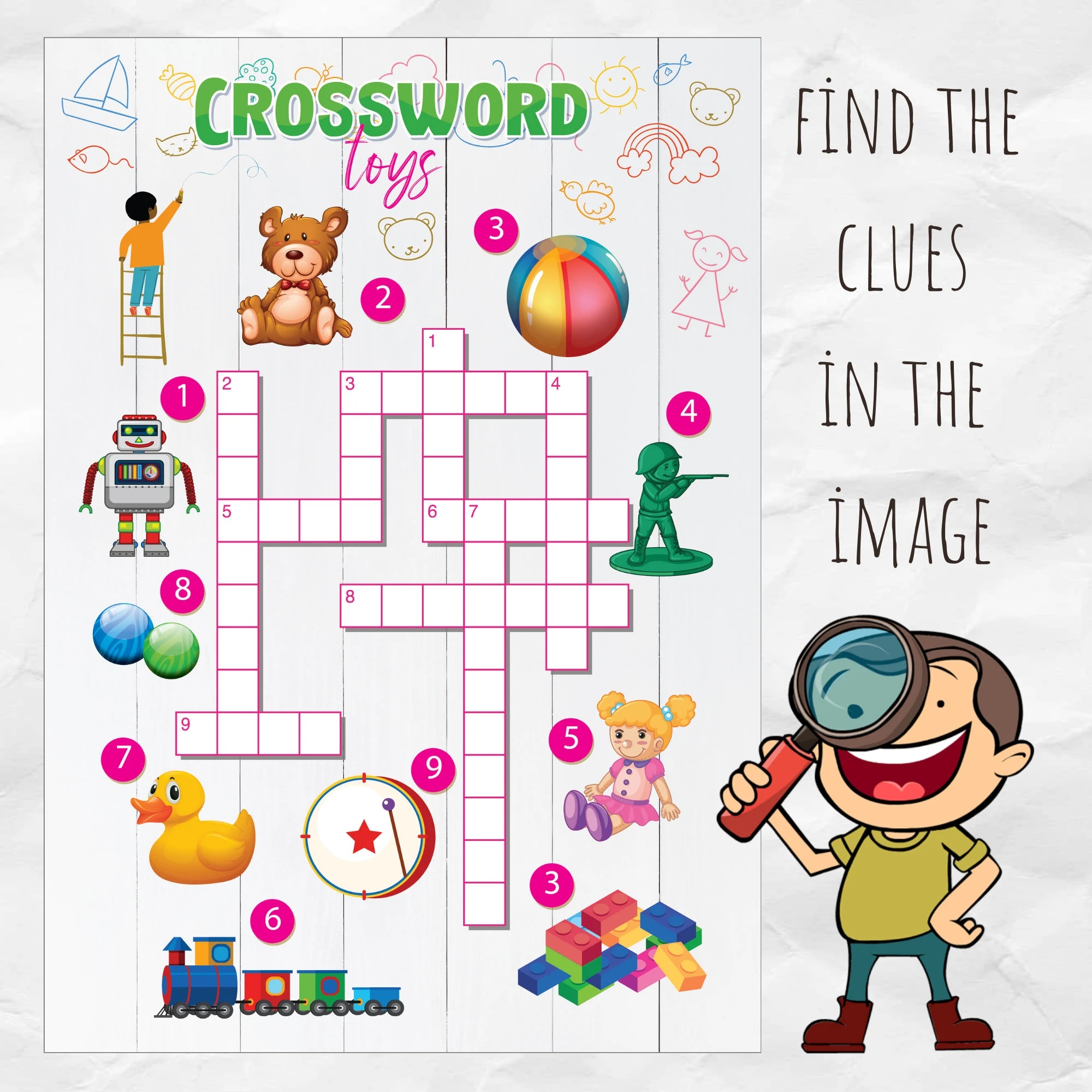 Crossword Puzzle Game Fun Word Game Educational Activity Printable World Game Etsy