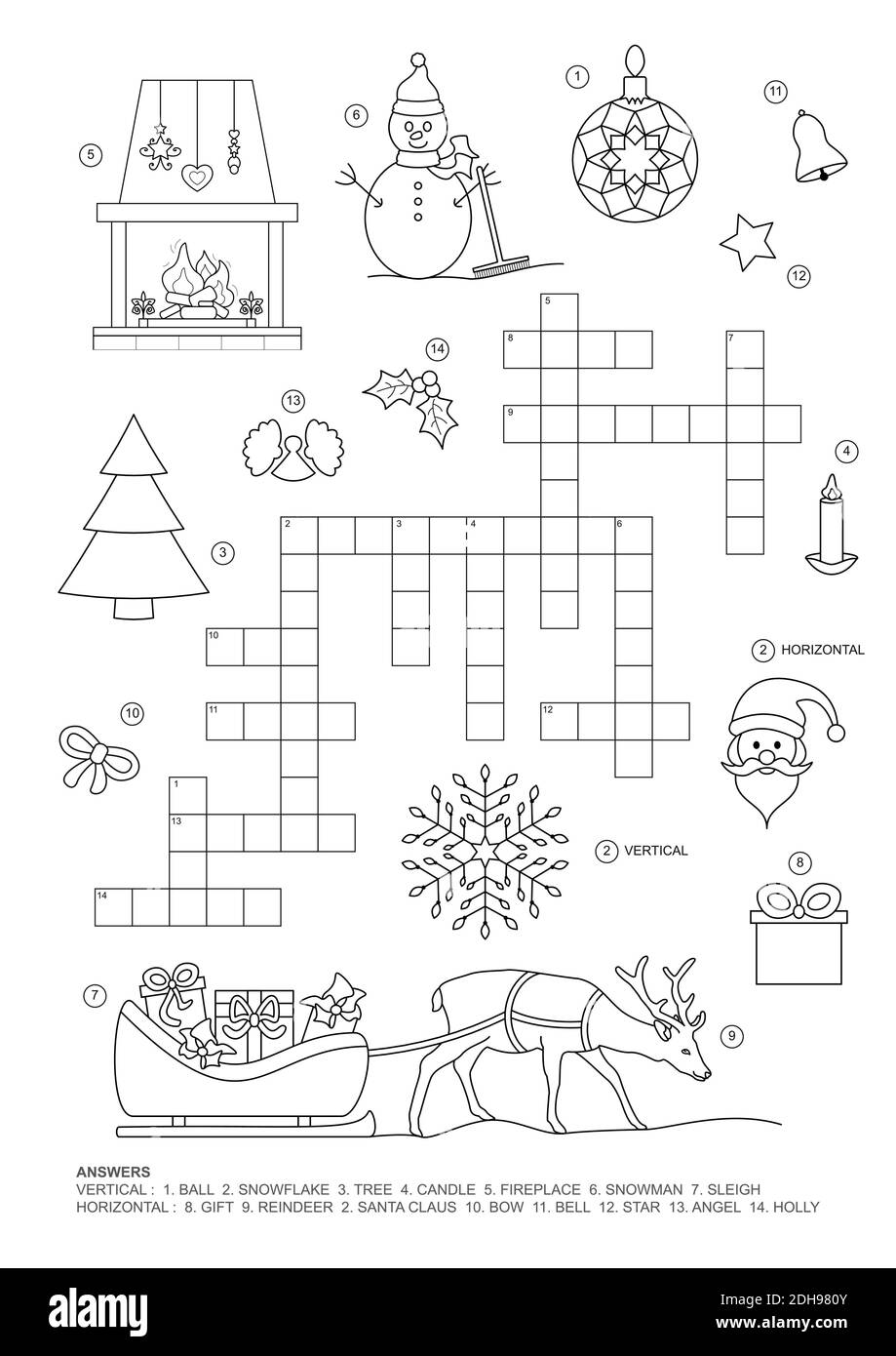 Crossword Puzzle This Christmas Theme Crossword Puzzle Game Is For Kids Game And Coloring Page English Language Stock Vector Image Art Alamy