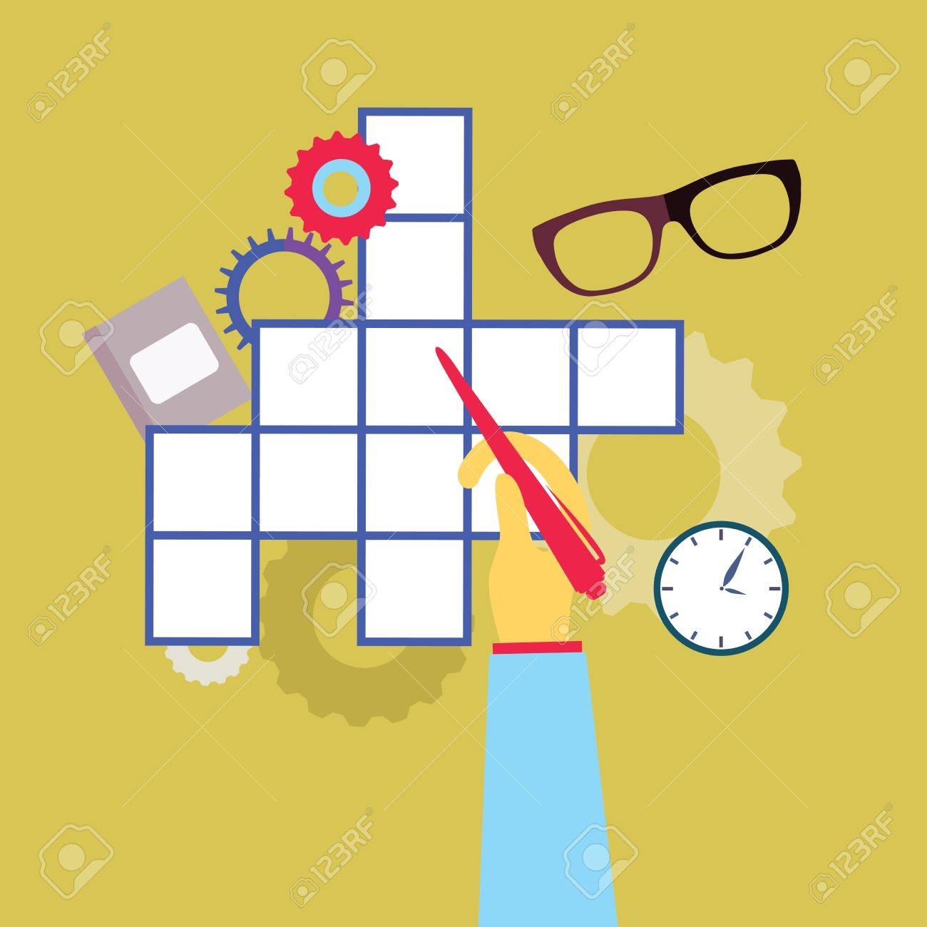 Crossword Puzzle With Different Icons Vector Illustration Royalty Free SVG Cliparts Vectors And Stock Illustration Image 31049800 